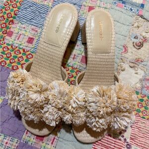 Larroude Brigitte Woven Raffia Sandals: Size 8.5